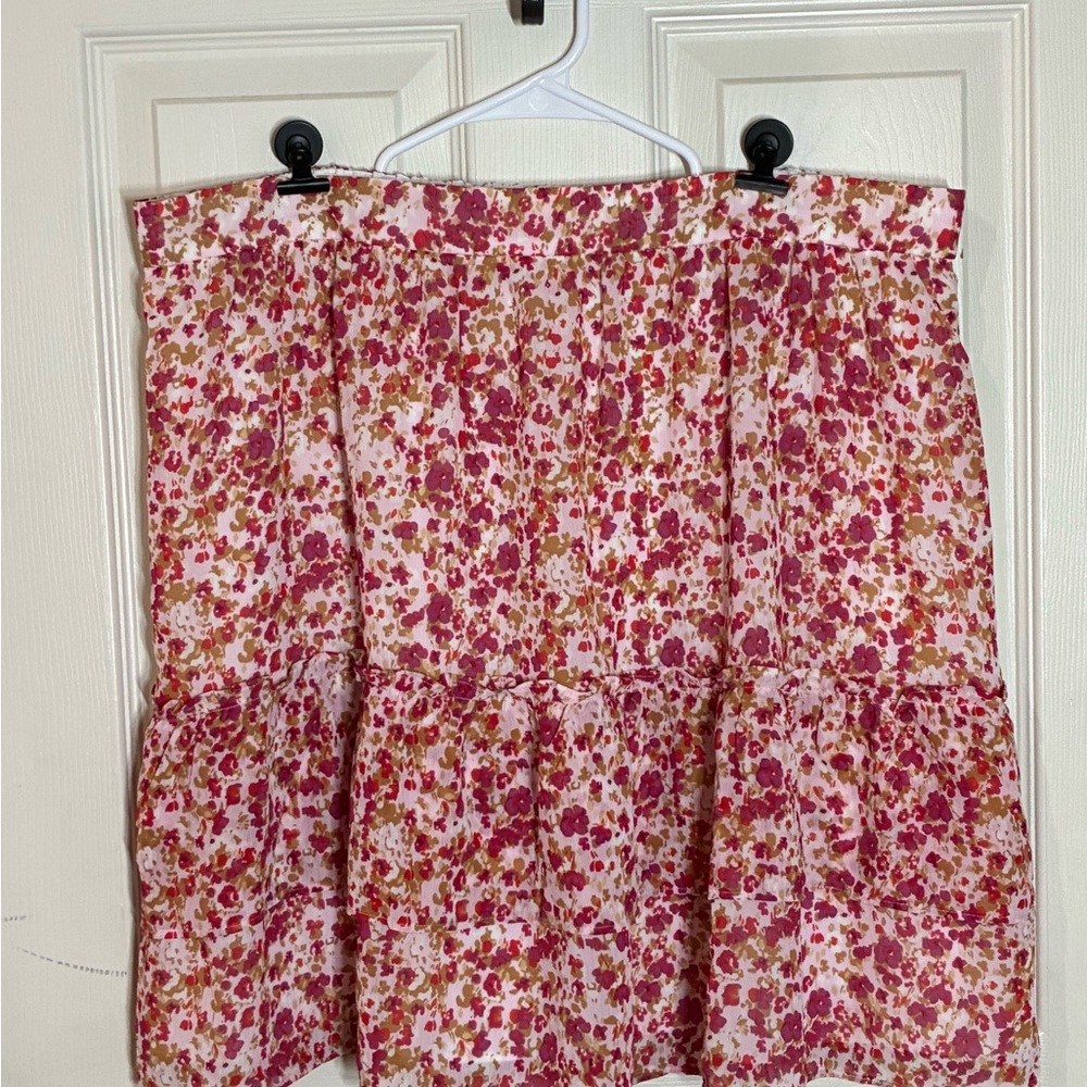 J. Crew Floral A-Line Skirt in Pink and Red